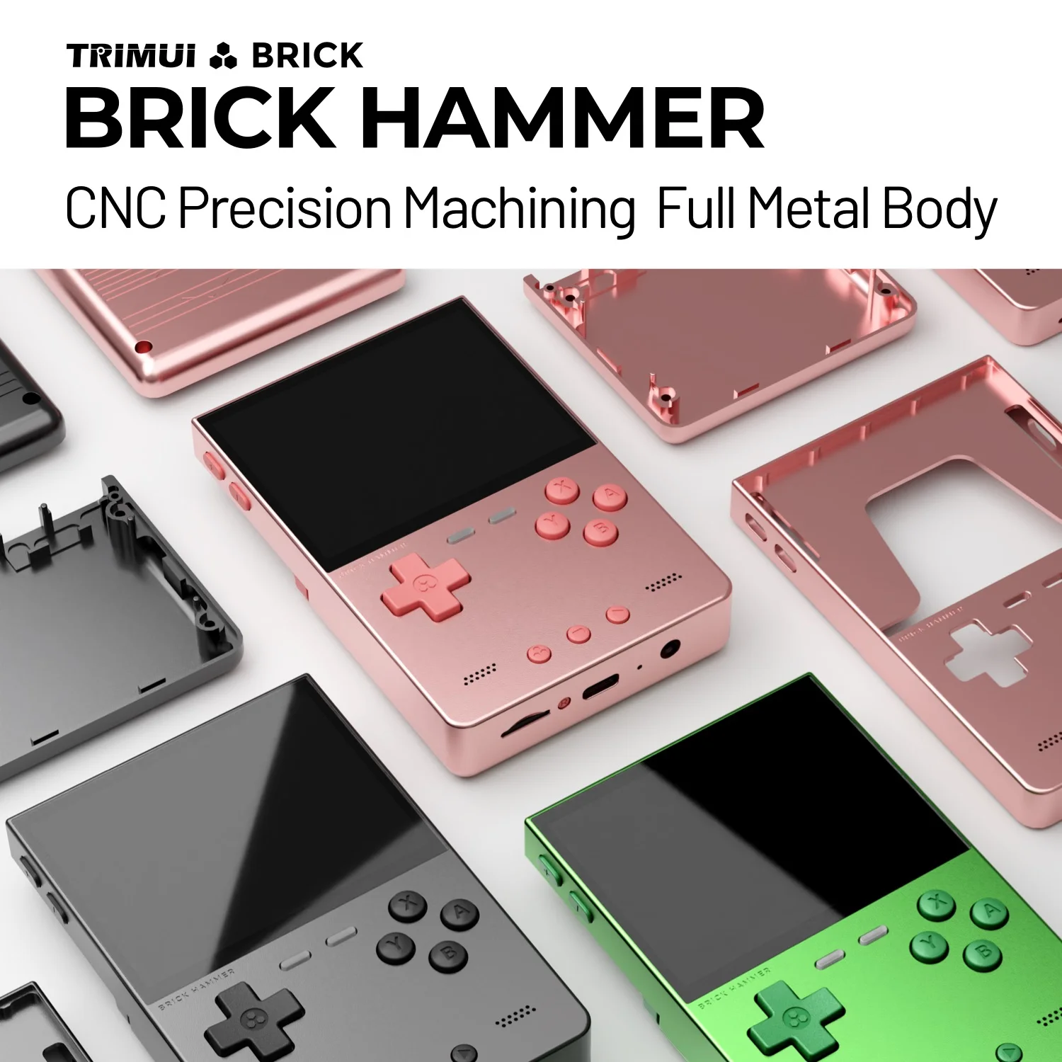 NEWTRIMUI BRICK Hammer Handheld Game Console 3.2'' IPS Screen Linux System Metal Body Key LED Lighting Free Key cap Gifts