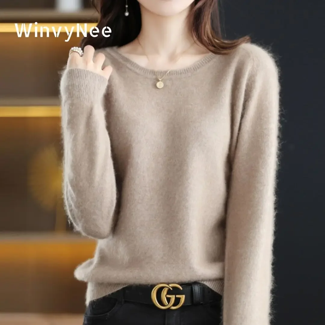 WinvyNee Mink Cashmere Women Clothing Sweater Casual Big O Neck Jumper Soft Warm Pullover Outerwears Tops Autumn Winter A1248011