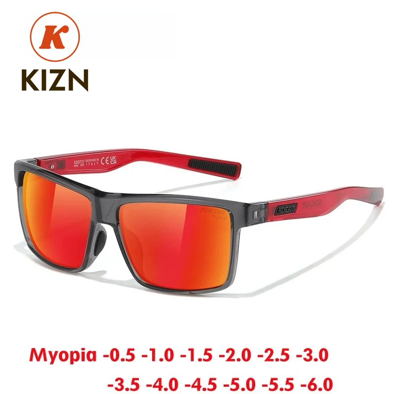 

KDEAM Polarized Myopia Sunglasses 2026 TR90 Outdoor Square Sports Prescription Driver Big Size Optics Glasses -0.50 to -10.00