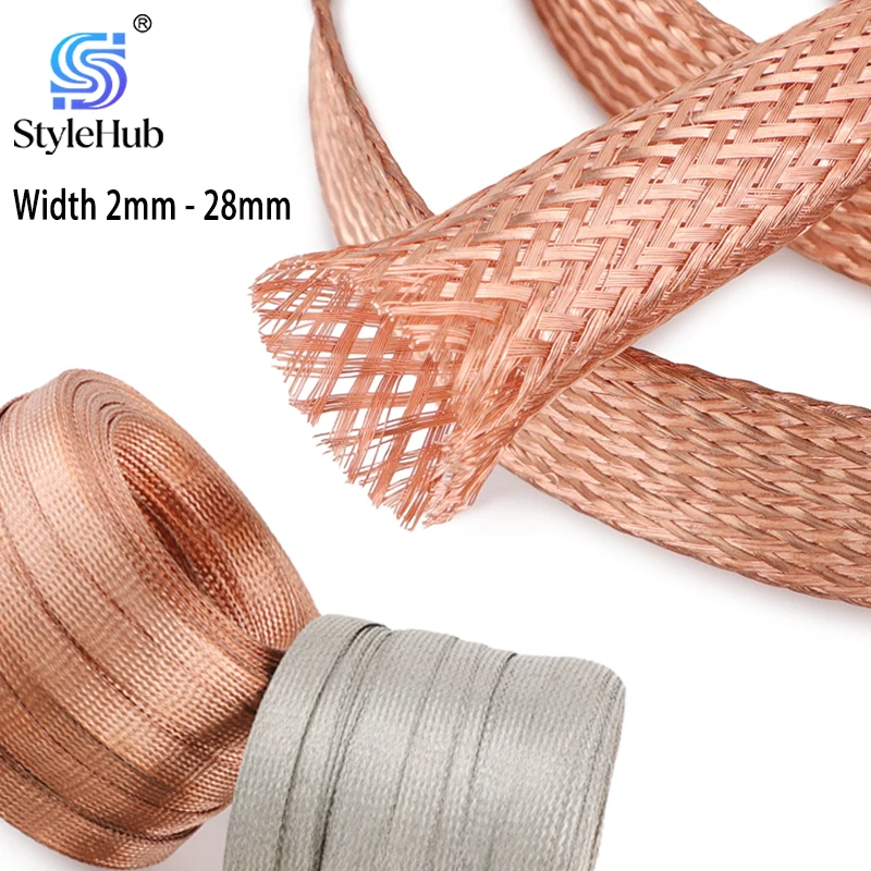 1-20m Copper / Tinned Copper Braided Sleeve Width2 4 6 8 10 12 14 16 18 20 25 28mm Screening Signal Shielded Cable Metal Sheath