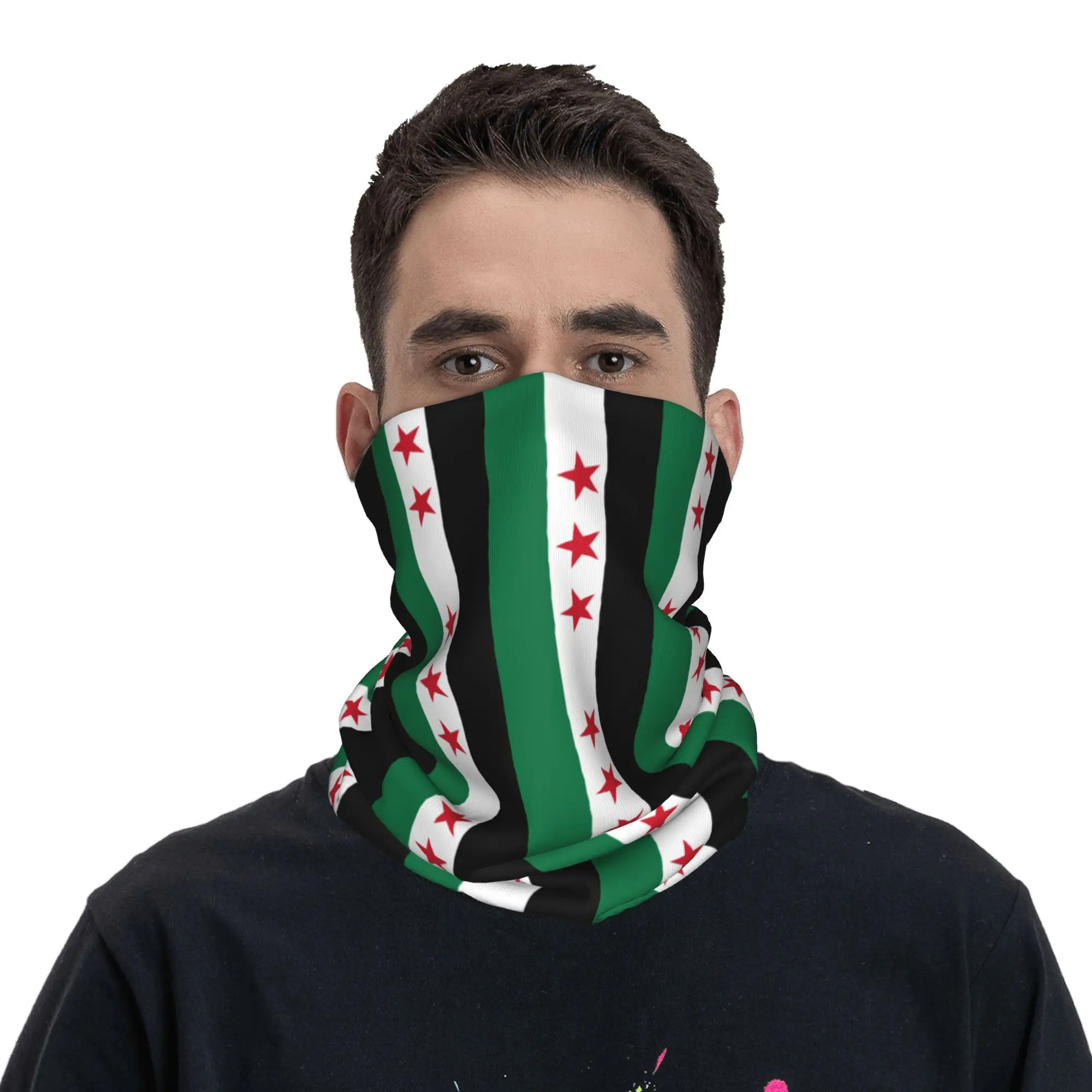 Бандана с флагом Сирии и Сириака Асрии на заказ, зимняя шея, мужской ветрозащитный шарф для лица для пеших прогулок, повязка на голову с тремя звездами и флагом