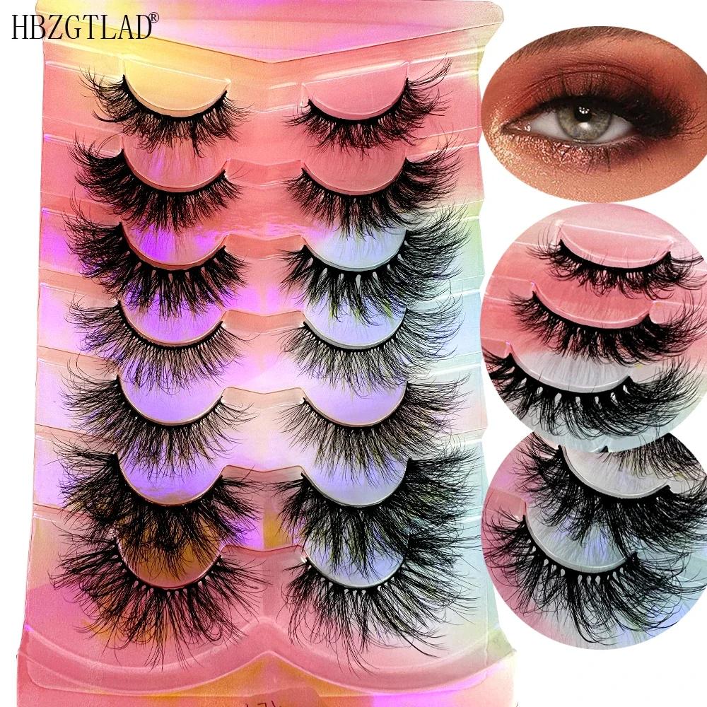 NEW 7Pairs Natural Mink Eyelashes Handmade Soft Long False Eyelash Thick Winged Cat Eye Fake Lashes Beauty Makeup Lash Extension