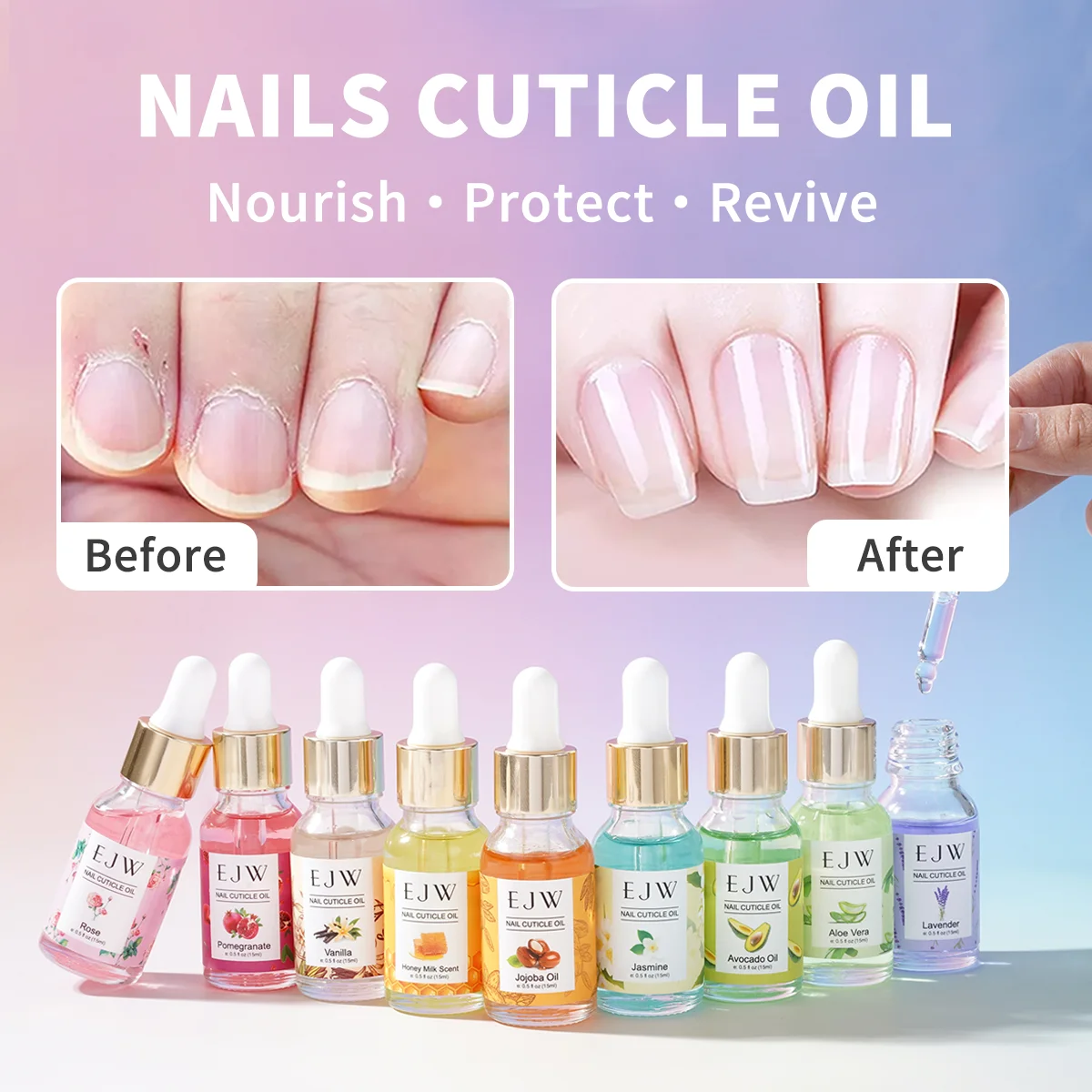 Honey/Rose/Vitamin E Nail Cuticle Nutrient Oil Nourishes Repairs Damaged Nails Moisturizing Strengthens Brightens Nail Care