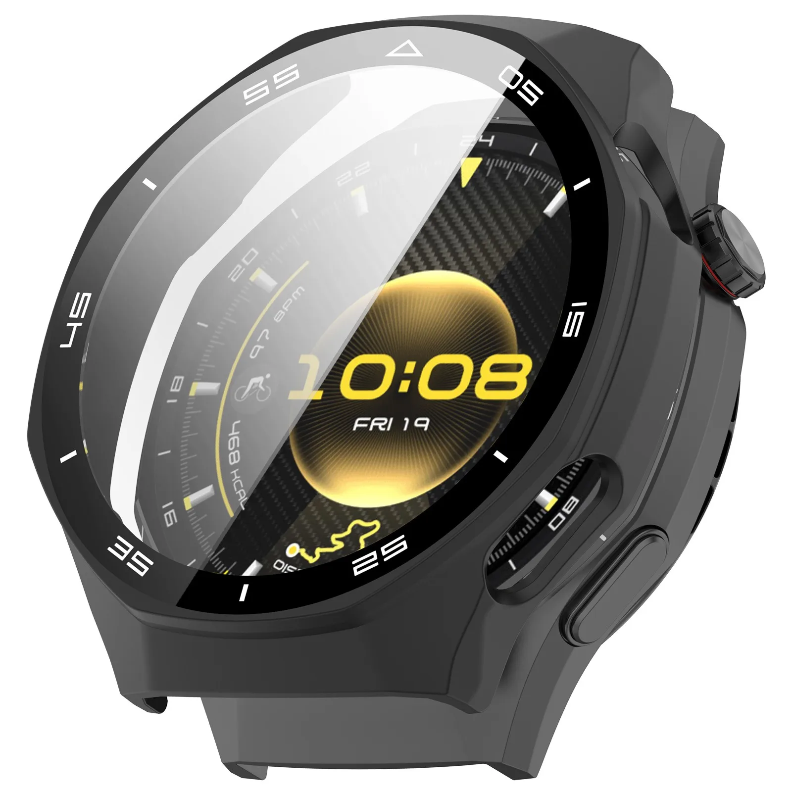 

For Huawei Watch GT 6 Pro 46mm Protective Case PC Tempered Glass Watch Cover with Scale - Black