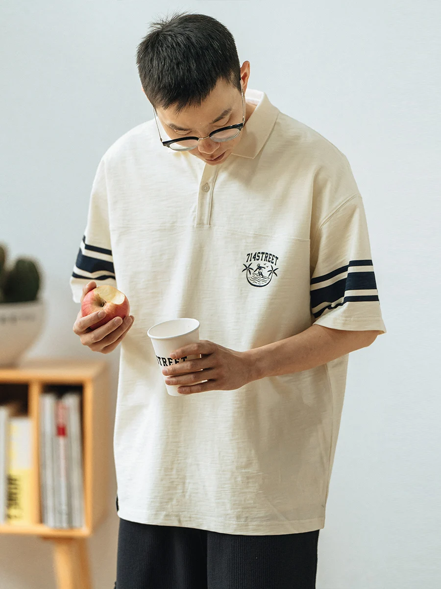 

74street American Retro irt Мужская летняя свободная футболка Five-Quarter Sve Top Trendy ort Sve Футболка из хлопка 00%