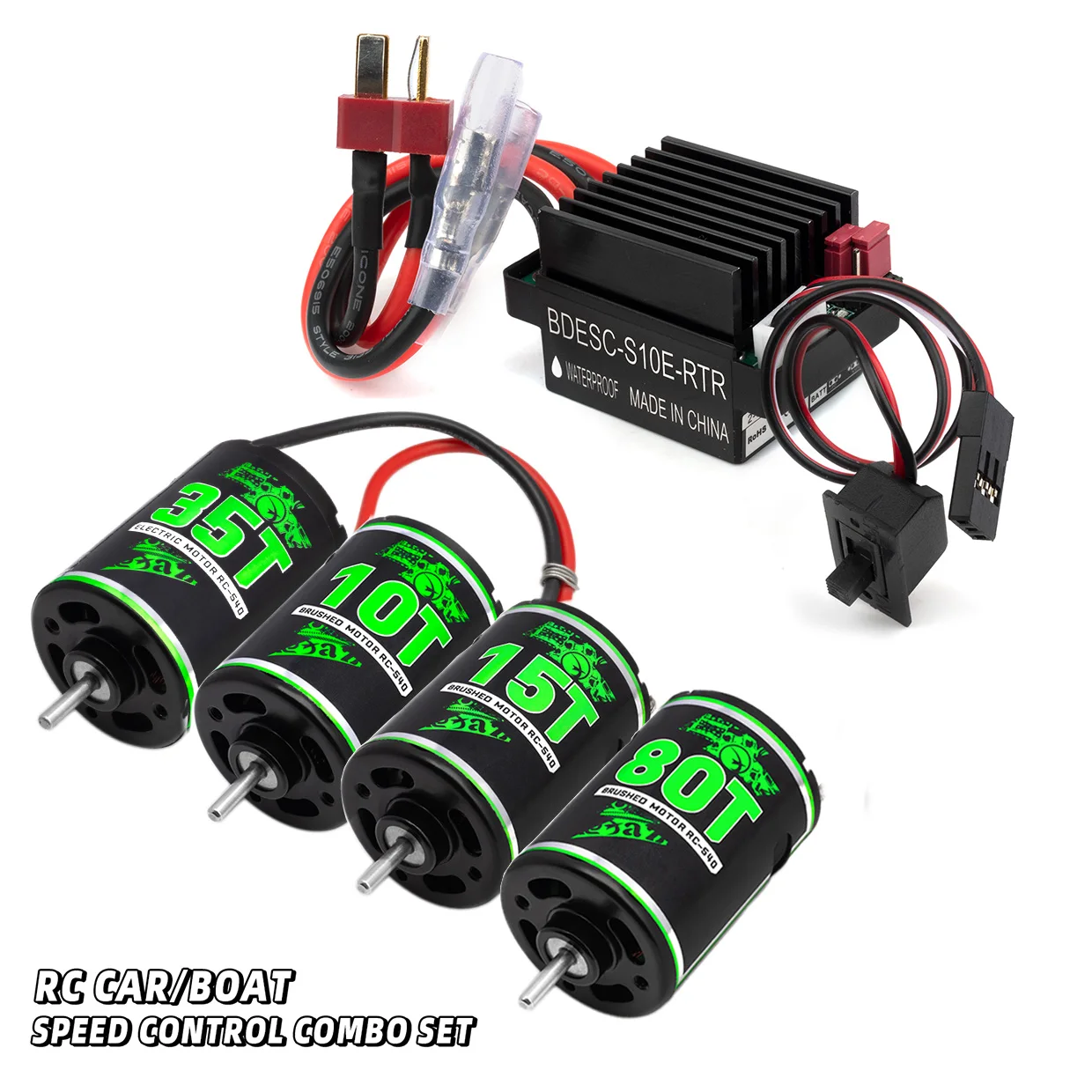 

RC Waterproof 540 Brushed Motor 10T-80T 320A ESC Combo for 1/8 1/10 RC Climbing Cart Axial SCX10 TRX6 Traxxas Tank