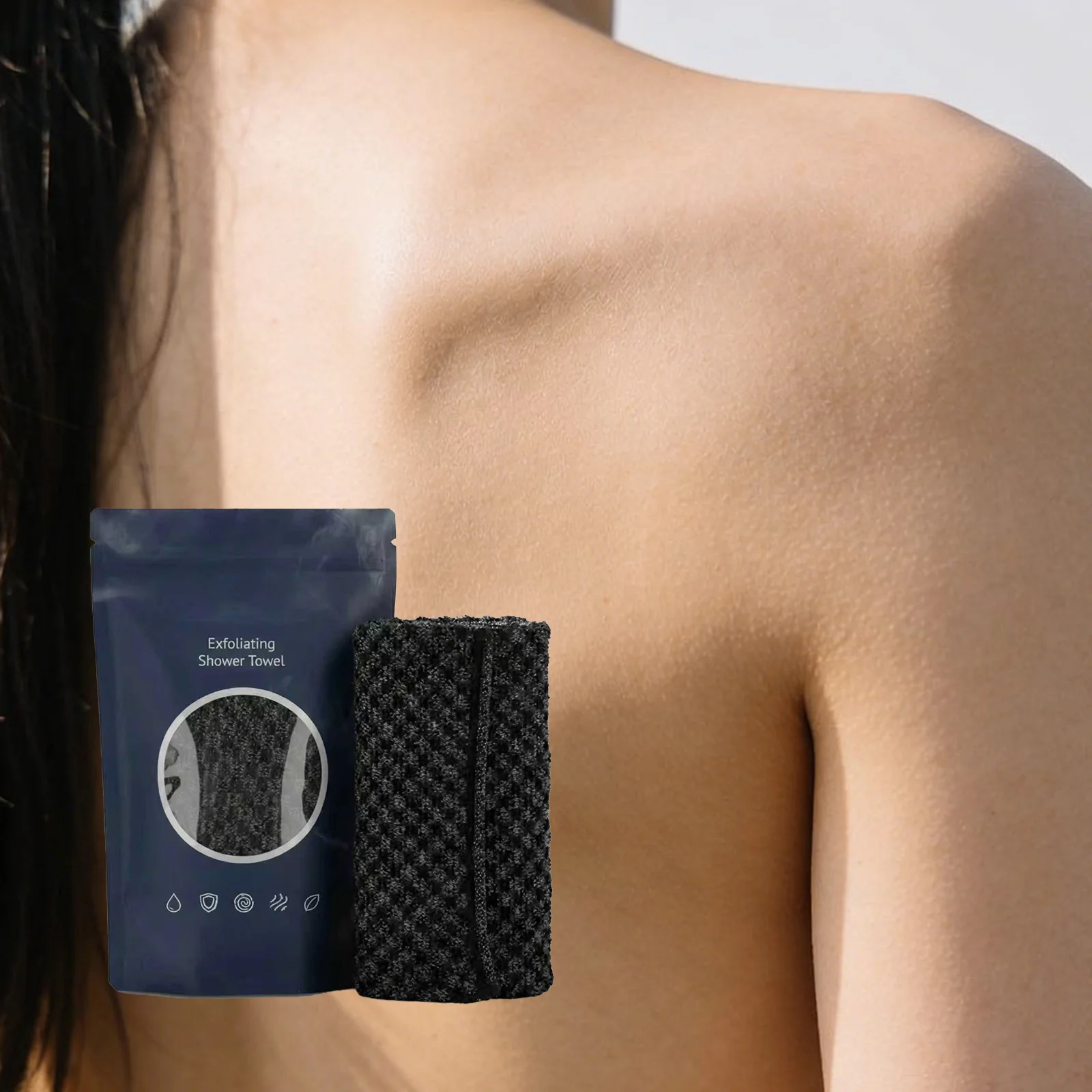 

Черное клетчатое полотенце для очищения тела - нейлоновое, глубоко очищающее, комфортное полотенце для всего тела для домашнего использования