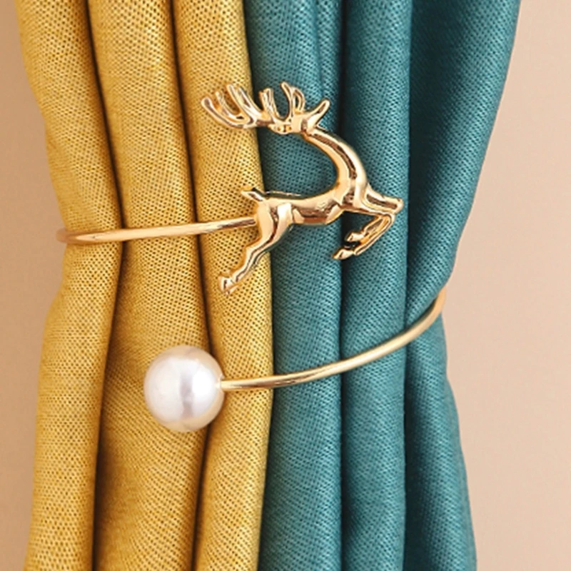 2Pcs Curtain Tiebacks Metal Deer Elegant Holdbacks for Drapes, Home Decoration Curtain Ties for Drapes Curtain Ties