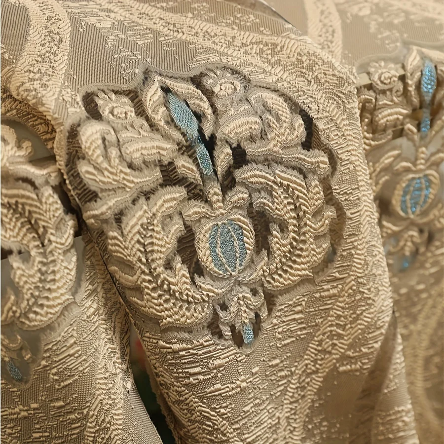 1pc Coffee 3D Embossed Sheer Curtains, European Court Pattern Light Filtering Voile, Luxury Drapes for Living Room Bedroom