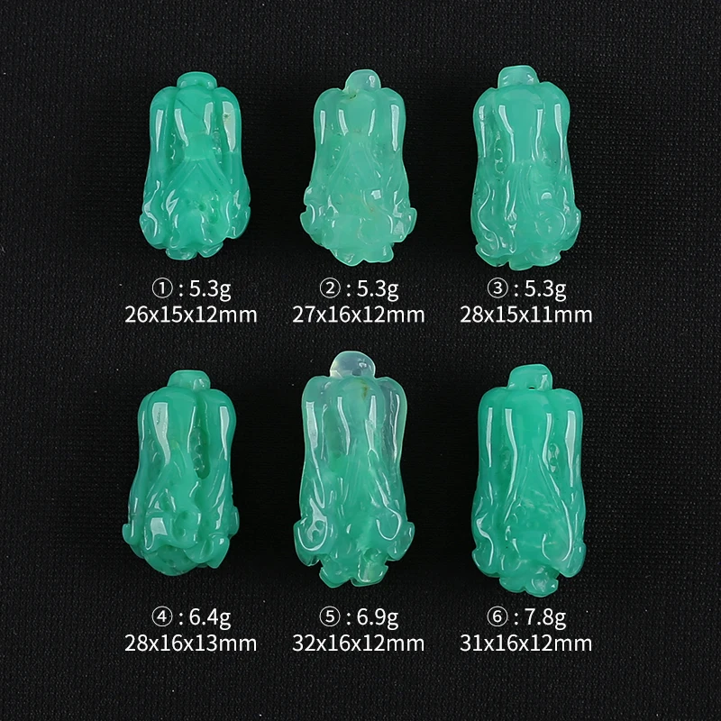 Exquisite Vegetable Pendant Natural Stone Chrysoprase Carved Chinese Cabbage Pendant DIY Jewelry Making 28x16x3mm 6.4g