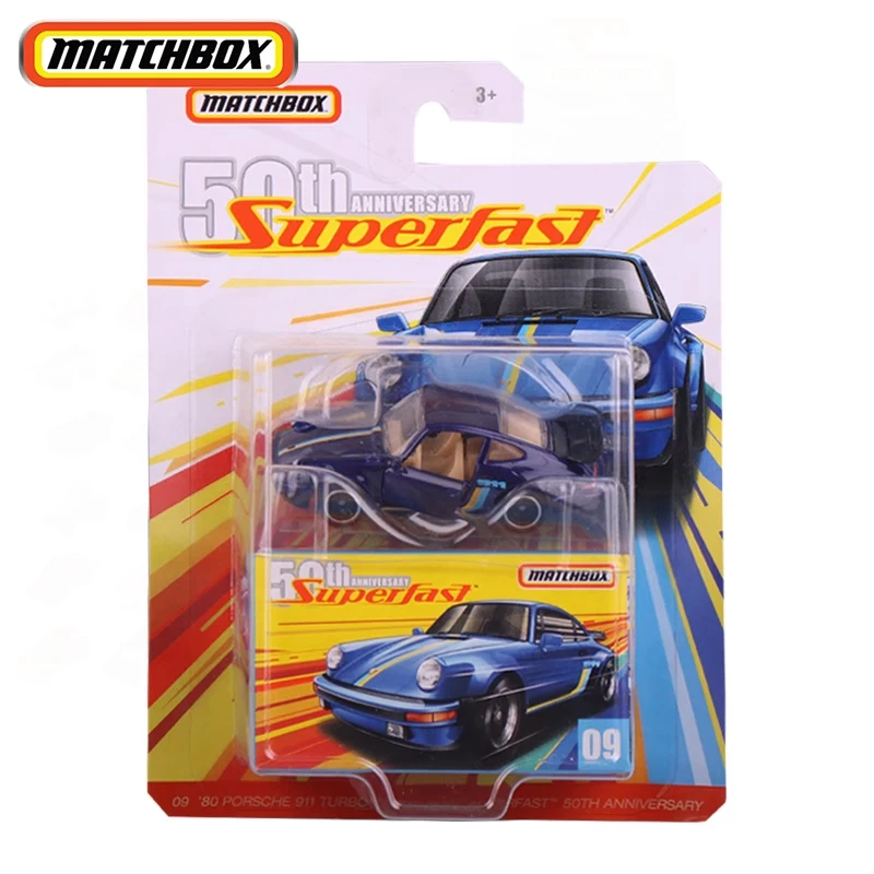 Original Mattel Matchbox Car 80 Porsche 911 Turbo Superfast Kids Toys for Boys 1/64 Diecast Voiture 50th Anniversary Collection