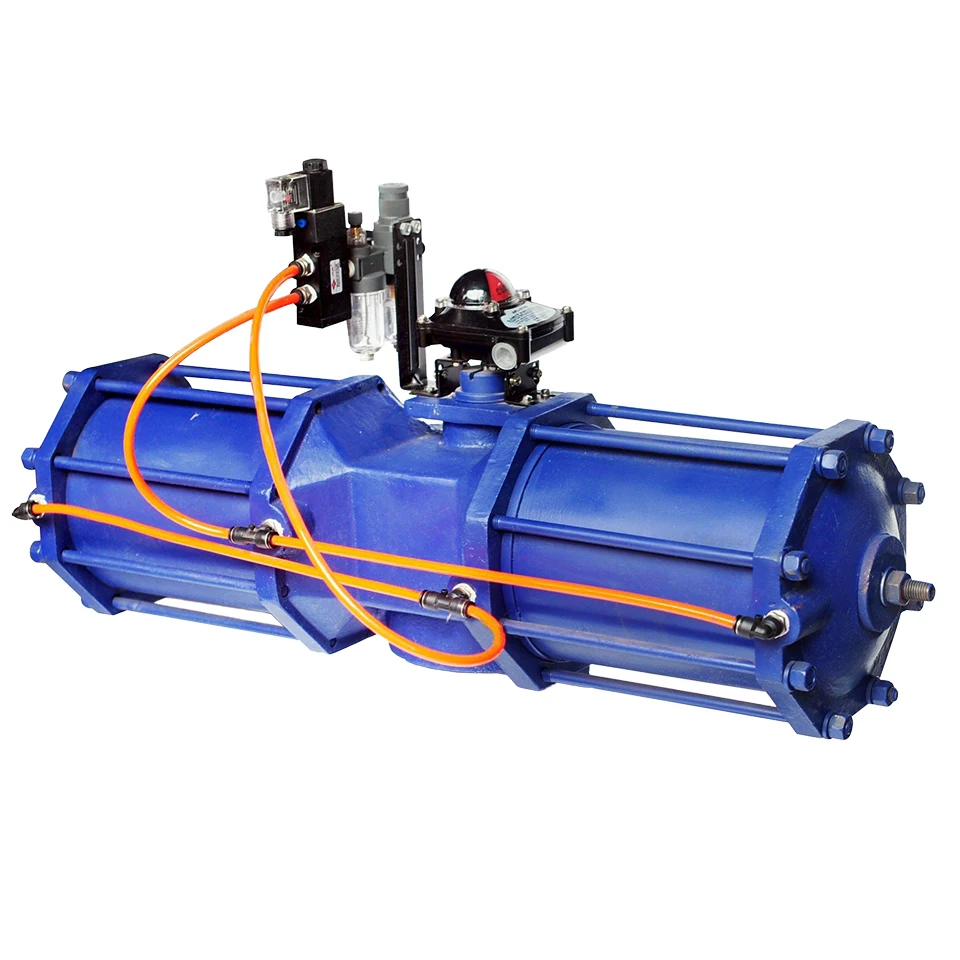 High Torque AW Series 0.4-0.7mpa Pneumatic Double Cylinder Double Acting Spring Return 90 Degree Rotation Actuator