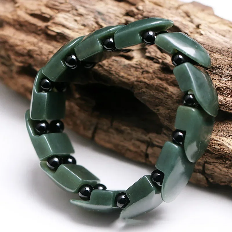 Natural Xinjiang Hetian jade sapphire walnut bracelet men's and women's jade jade magic weapon bullet bracelet