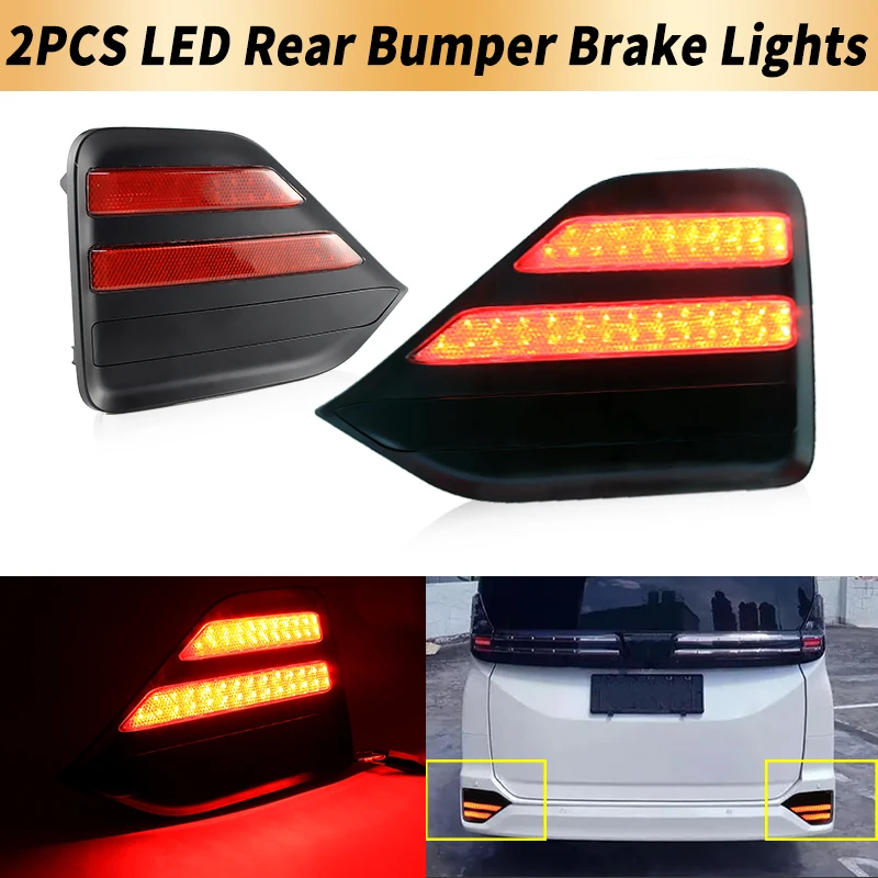 

2PCS Smoked Lens LED Rear Bumper Reflector Brake Lights Tail Stop Lamps Canbus For Toyota Noah Voxy 90 Series R90 90S 2022-2023
