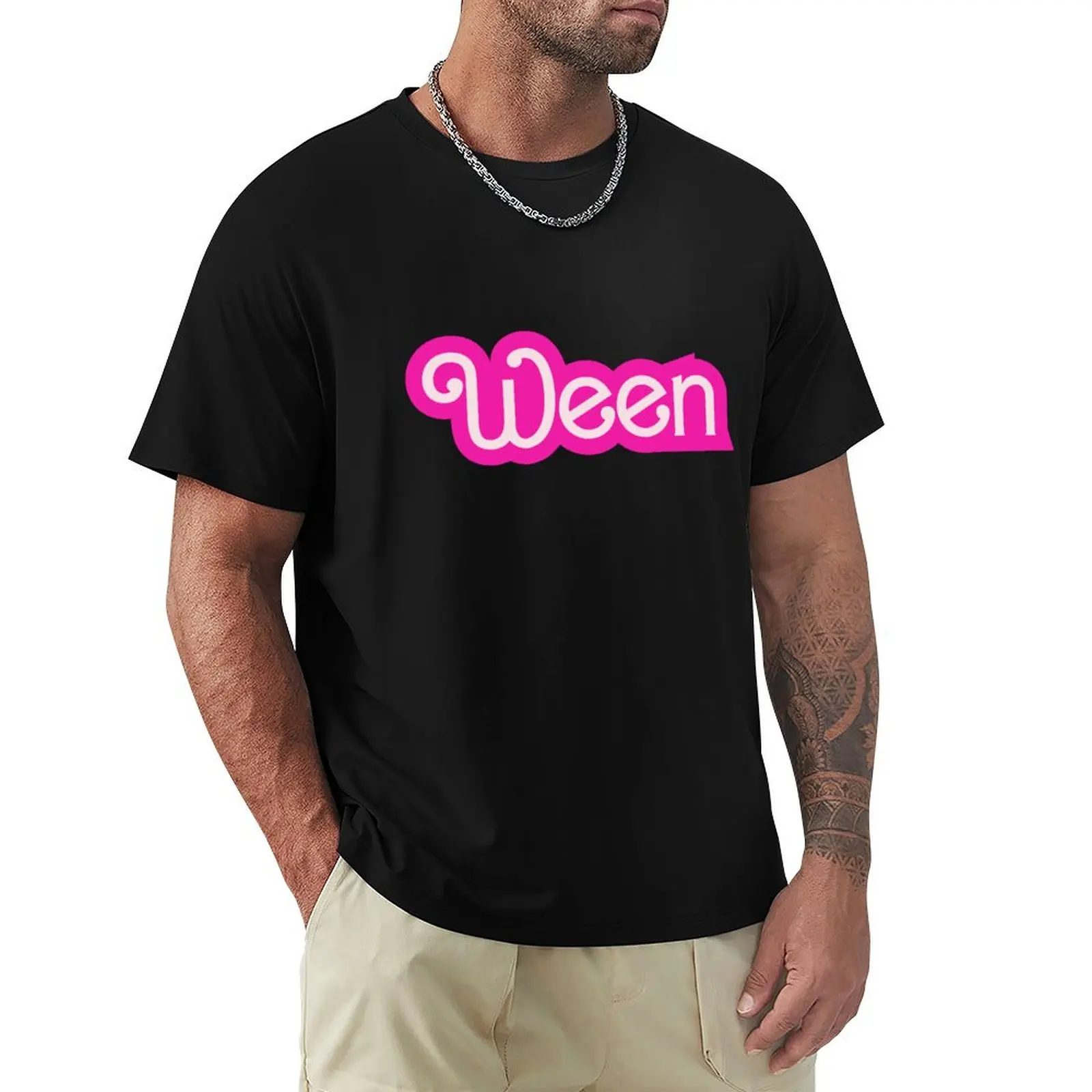 

WEEN Hot Pink Dolly Script T-Shirt Stylish Graphic Short Sleeve Top