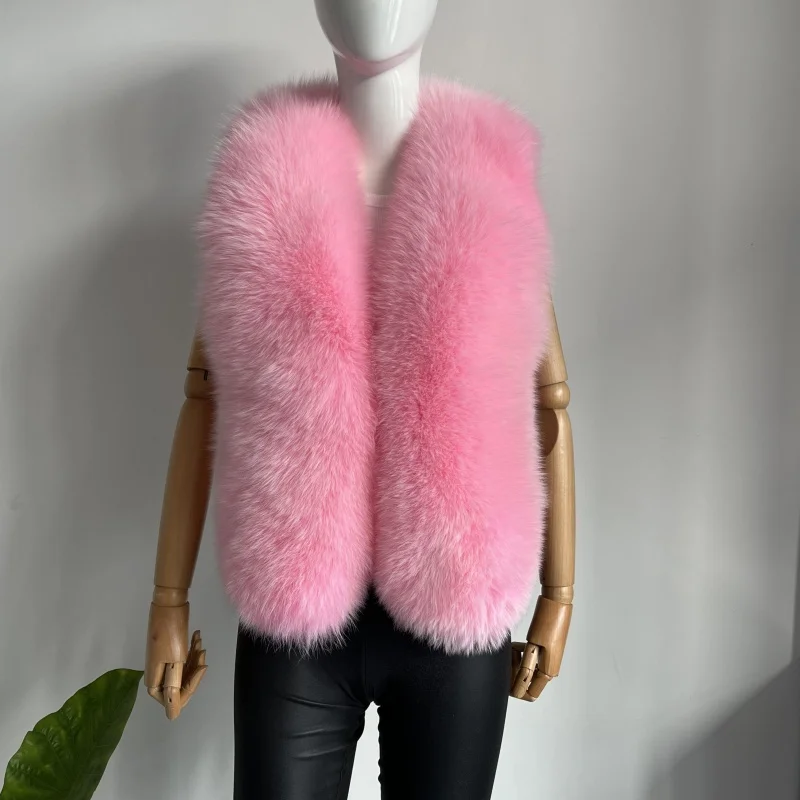 

BEIZIRU женский жилет с лямкой на шее из натурального лисьего меха без рукавов с глубоким v-образным вырезом однотонный топ верхняя одежда пушистая роскошная мода