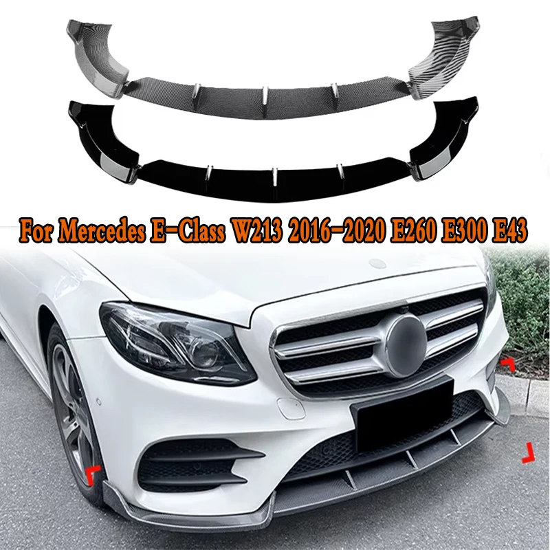 For Mercedes E-Class W213 2016-2020 E260 E300 E43 AMG Front Bumper Splitter Lip Diffuser Body Kit Spoiler Decoration Accessories