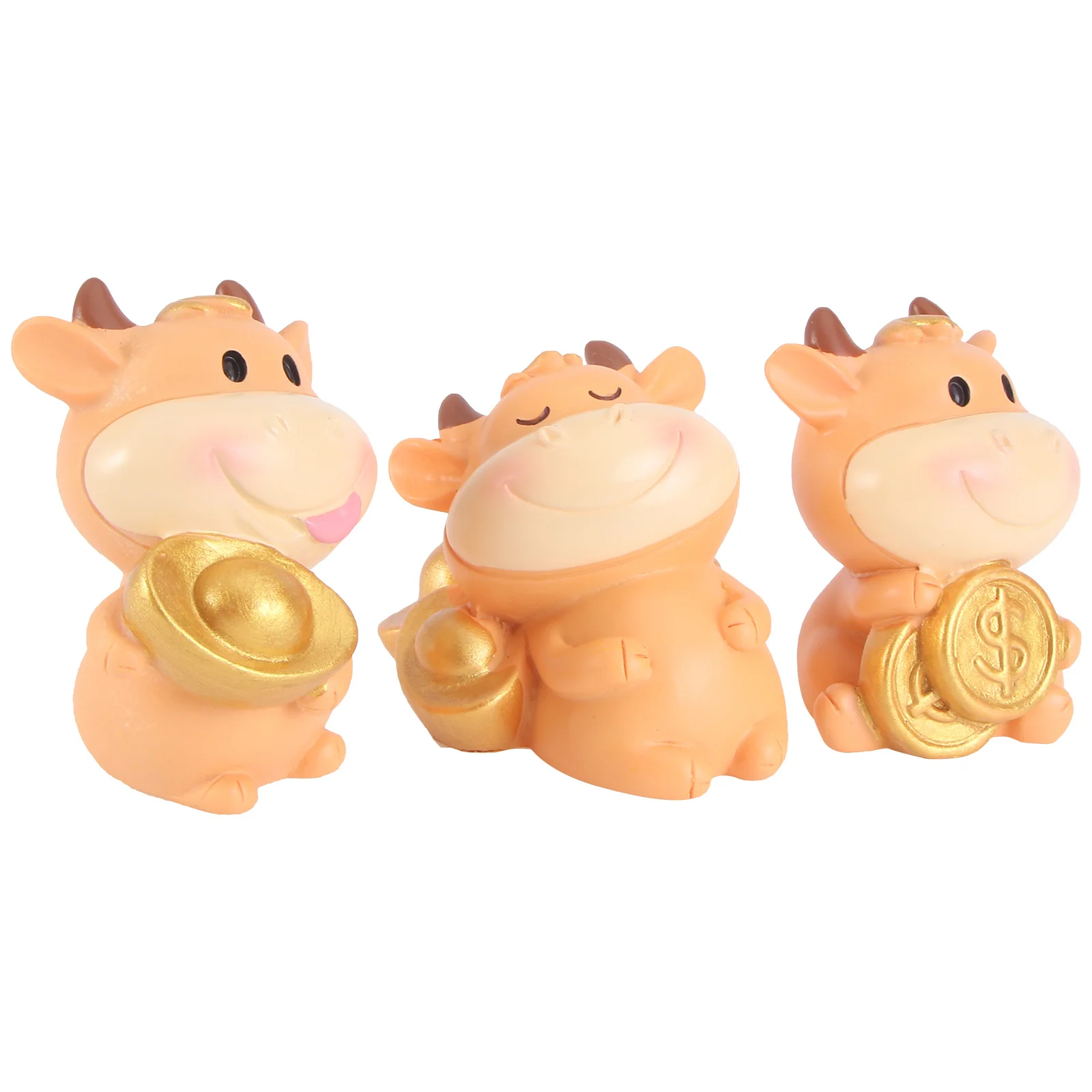

3Pcs Lovely Cow Decor Resin Handmade Cow Ornament Desktop Car Office Interior Decor Resin Cartoon Animal Craft
