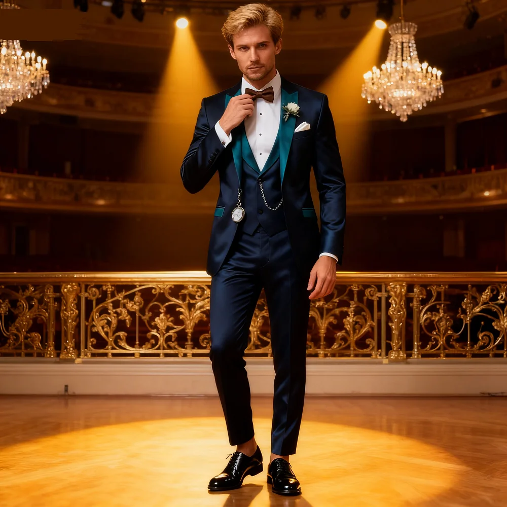 

Brown Peak Lapel 3 Piece Men's Tuxedos Fashion Single Breasted Formal Men's Clothes Intelligent Casual Wedding Tuxedos