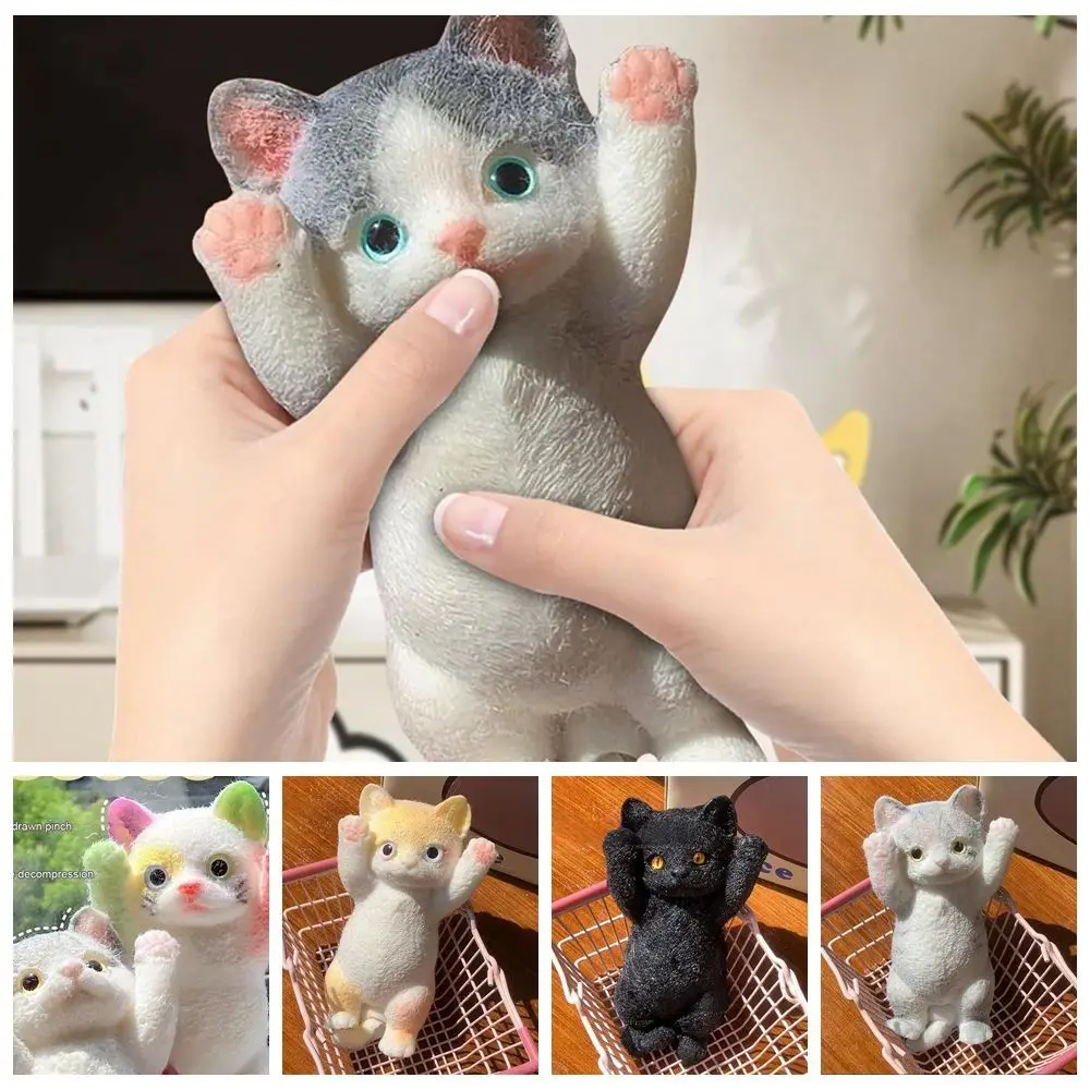 

Relieving Stress Squeeze Toy Cute Cat Pattern Reducing Anxiety Squishy Cat Doll Soft Portable