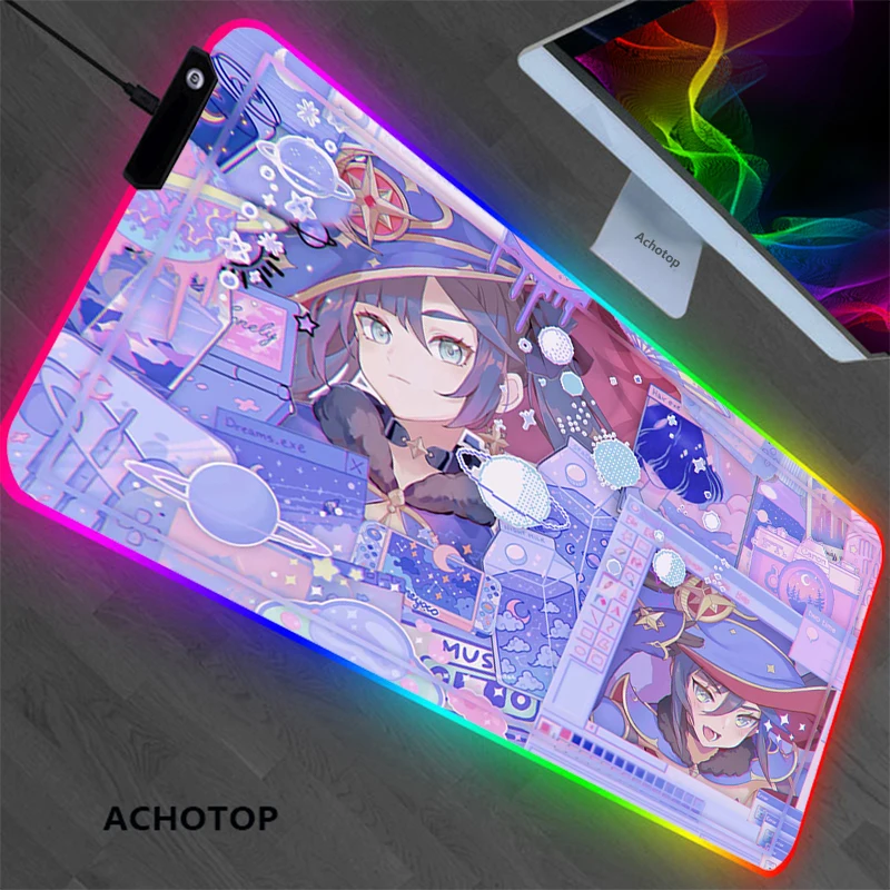 RGB Genshin impact Gaming Play Mats Mousepad Anime Cartoon xl Size Gamer Mouse Pad XXL Keyboard Desk Computer PC Mat Notbook Pad