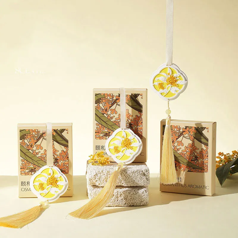 Hot Chinese Style Yihe Osmanthus Aroma Gypsum Tablet,Long‑Lasting Fragrance Hanging Ornament,Wardrobe Car Air Freshener,Handmade