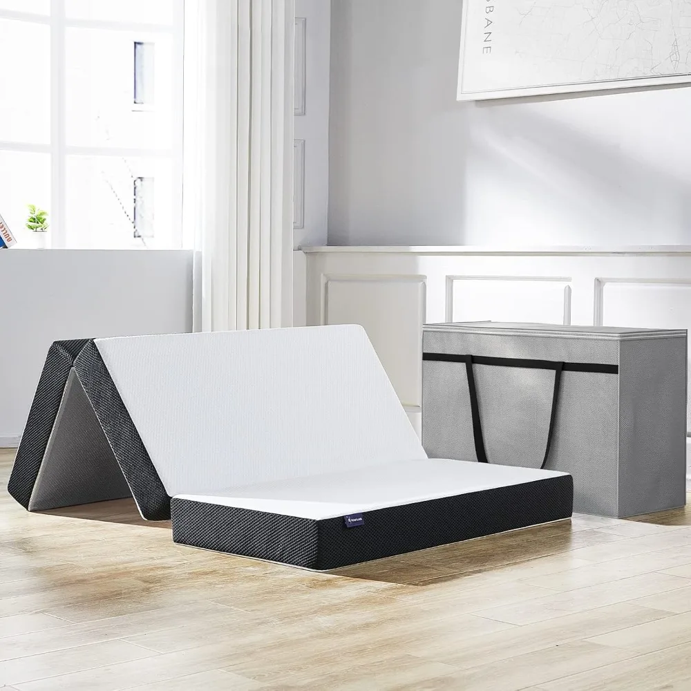 

Folding Mattress with Carry Case, 6 inch Tri-fold Memory Foam Queen Size, 78" x 58" x 6"