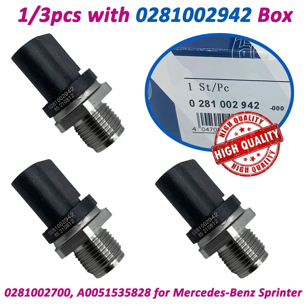 1/3pcs with 0281002942 Box Fuel Pressure Sensor A0051535828 0281002700 0051535828 for Mercedes-Benz Sprinter Vito Actros W202