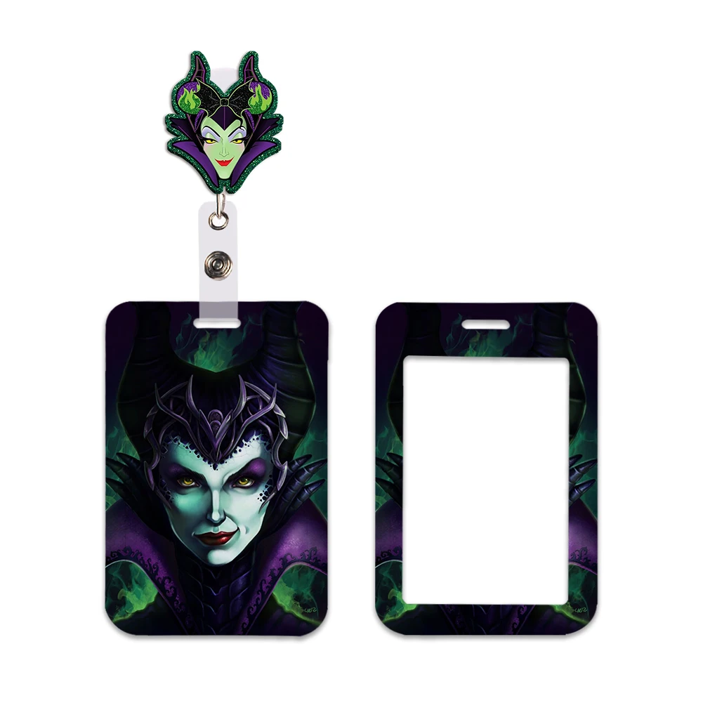 مجموعة حبل حامل بطاقات Evil Queen Disney Villains مع سلسلة مفاتيح لملحقات تمرير شارة معرف العمل