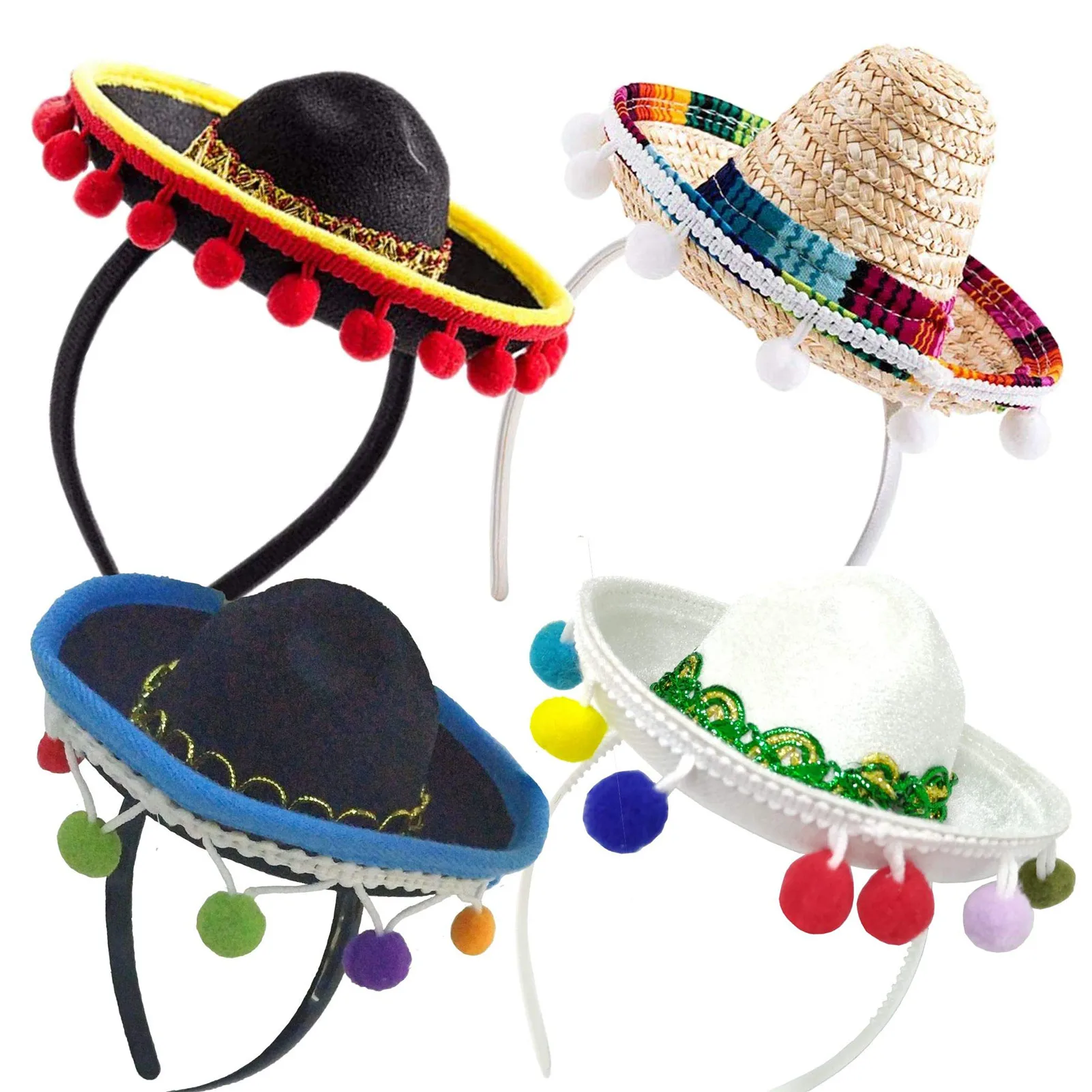 Mexican Sombrero Cinco De Ma-yo Party Decorations Mexican Sombrero Headband Set Of 4 For Kids Mexicana Final Fiesta Carnival