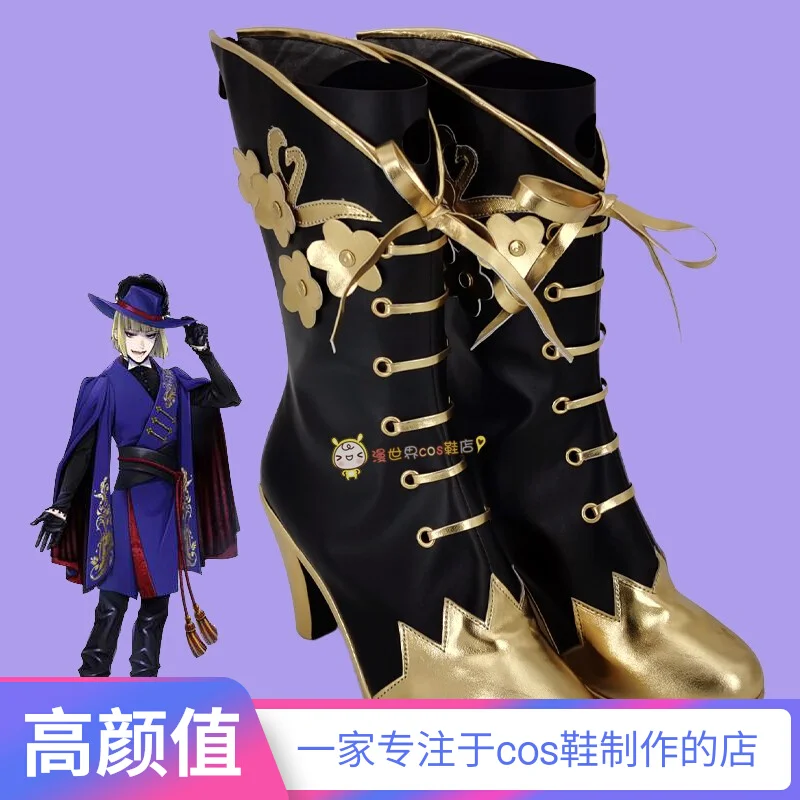 

Twisted Wonderland Rook Hunt Anime Games Cosplay High Heels Shoes Boots