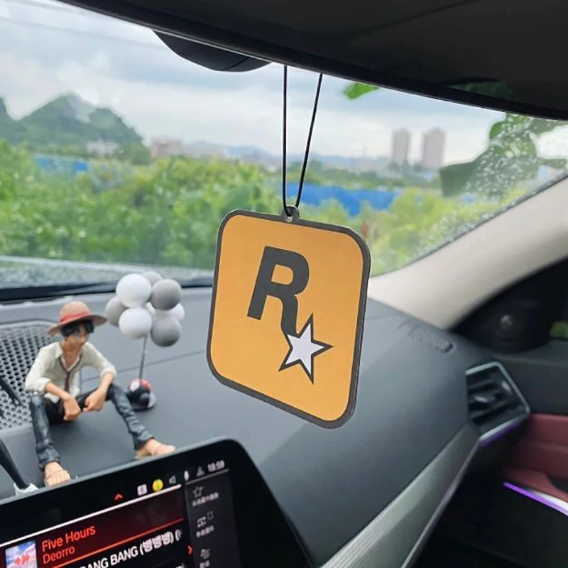 Game GTA R Star Car Paper Keychain Elastic Rope Keyrings with Fragrance Accessories Gift