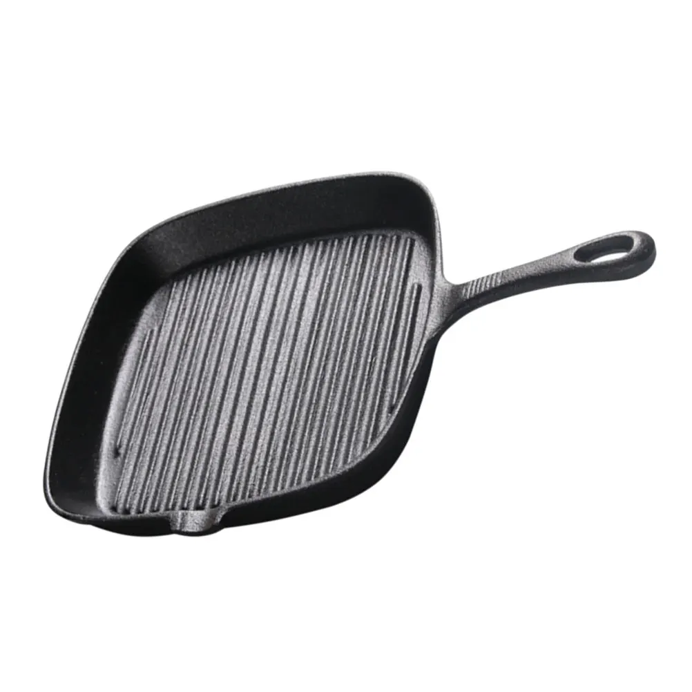 

Steak Skillet Square Frying Pan Non stick Uncoated Iron Griddle Cast Iron Pan for Camping Hiking Home Use Even Heat Safe