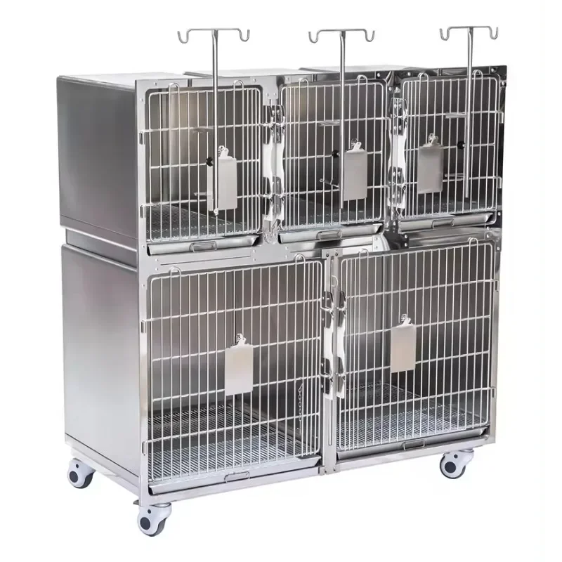 Smart F Vet Veterinary Instrument HV-TC05 Stainless Pet Cages Veterinary 304 Stainless Pet Cages For Animal