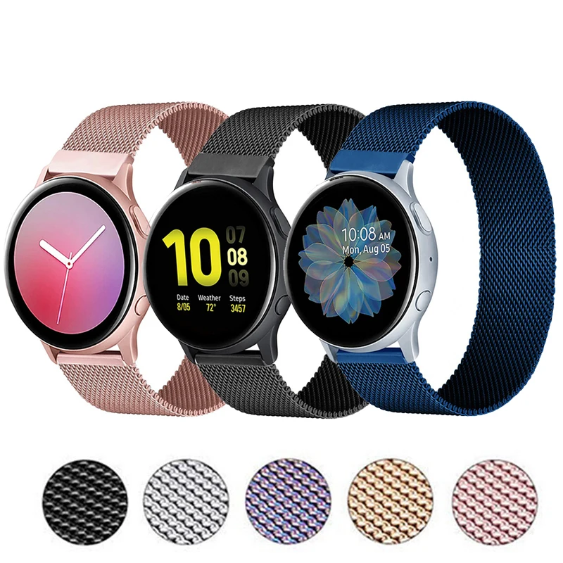 20มม.22มม.สร้อยข้อมือแม่เหล็กสำหรับ Samsung 3สาย41มม./42มม.45มม./46มม.Huawei GT/GT2/2e Galaxy Active 2 40/44มม.เกียร์ S3