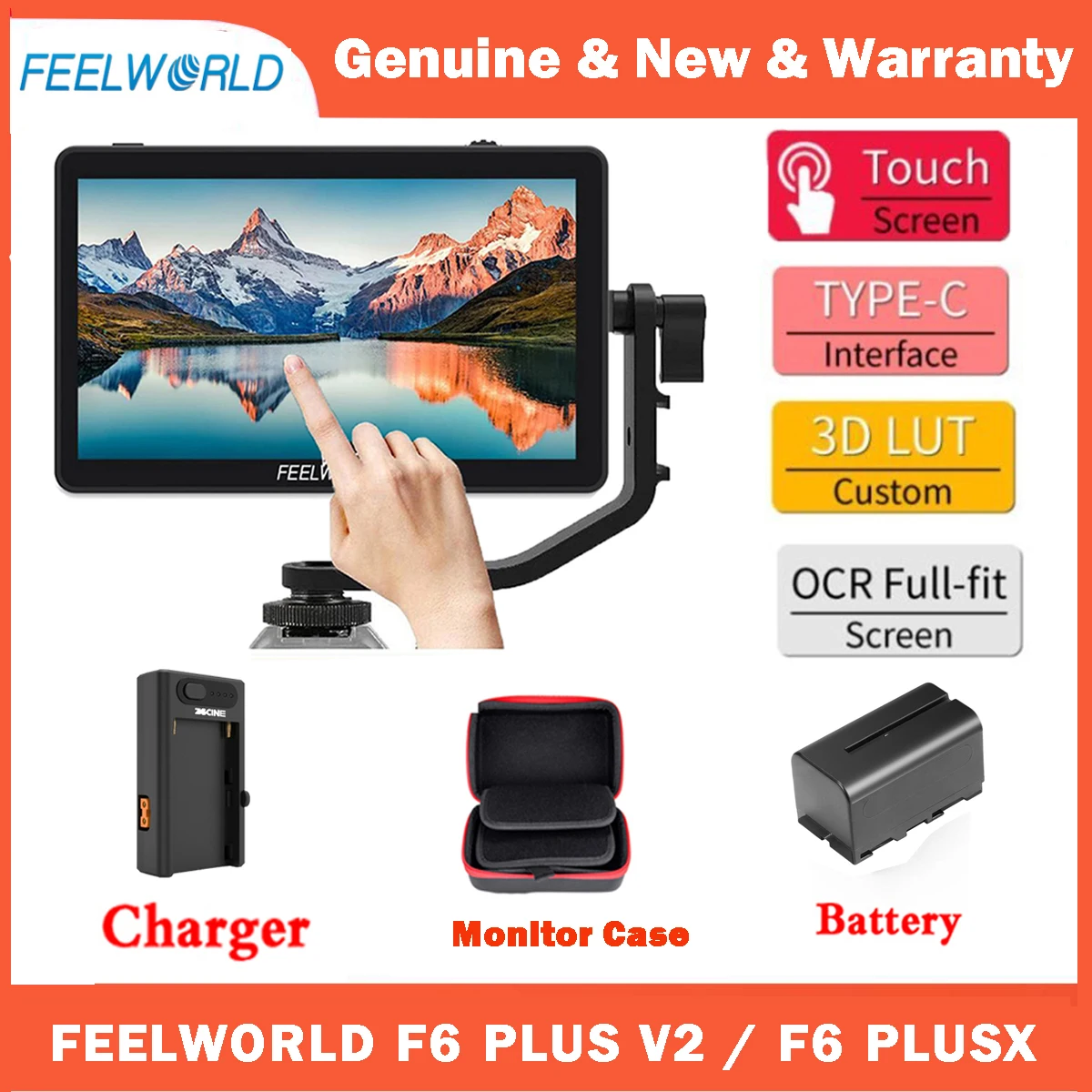 

FEELWORLD F6 Plus V2 6' On-camera DSLR Field Monitor Touch Screen Monitor with HDR 3D Lut IPS FHD 1920x1080 Video Focus Assis