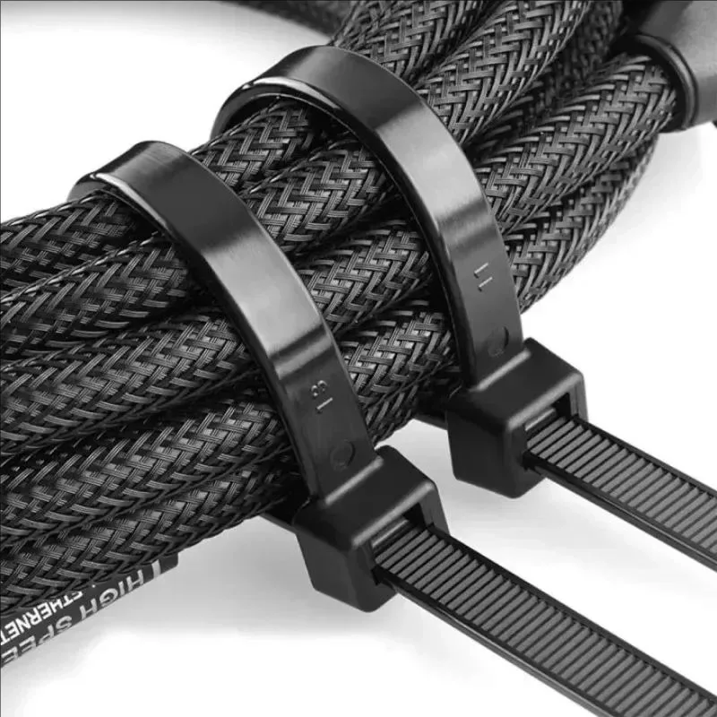 Plástico Nylon Abraçadeiras, Correias de cabo de travamento automático, Cabos ajustáveis Fixação Loop, Home Office Wire Zip Tie, Atacado, 500 Pcs, 100Pcs