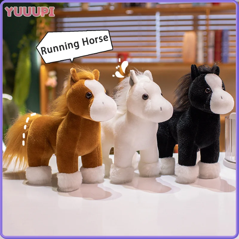 

Simulation Cute Horse Plush Toy Stuffed Animal Toy Brown White Black Soft Realistic Horse Toy Home Decoration Kids Birthday Gift