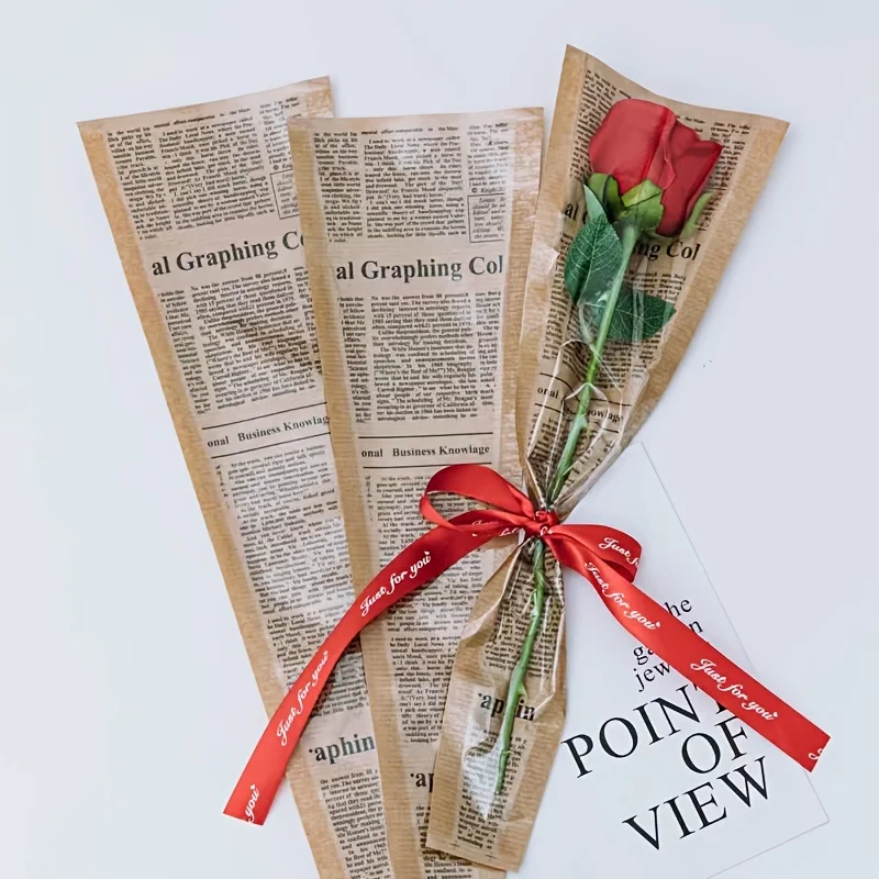 5pcs/bag Kraft paper flower packaging paper, simple bouquet packaging bag