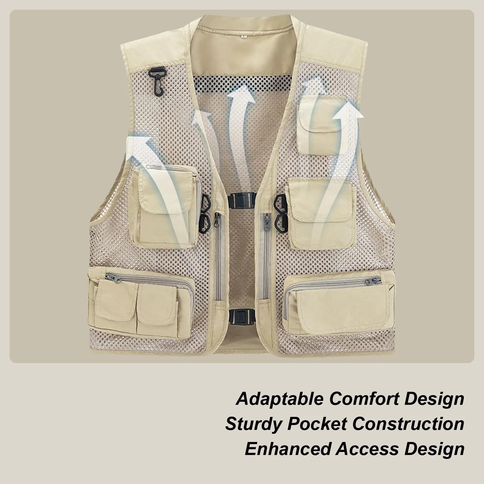 

Mesh Fishing Vest Multi Pockets Outdoor Work Jacket Casual Flexible Fit Photography Waistcoat for Teens Women Youth Girls Boys