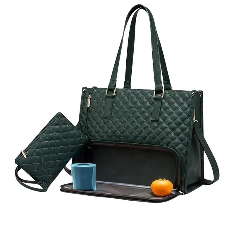 حقيبة حمل سهلة الاستخدام 2025 مطورة Packuumbagsco 3 في 1 حقيبة حمل معزولة مقصورة الغداء 15.6 بوصة كمبيوتر محمول أخضر داكن B #1