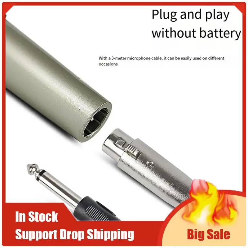 ميكروفون سلكي ديناميكي احترافي لمرحلة الغناء في المنزل كاريوكي ومكبر صوت للكمبيوتر - سهل الاستخدام