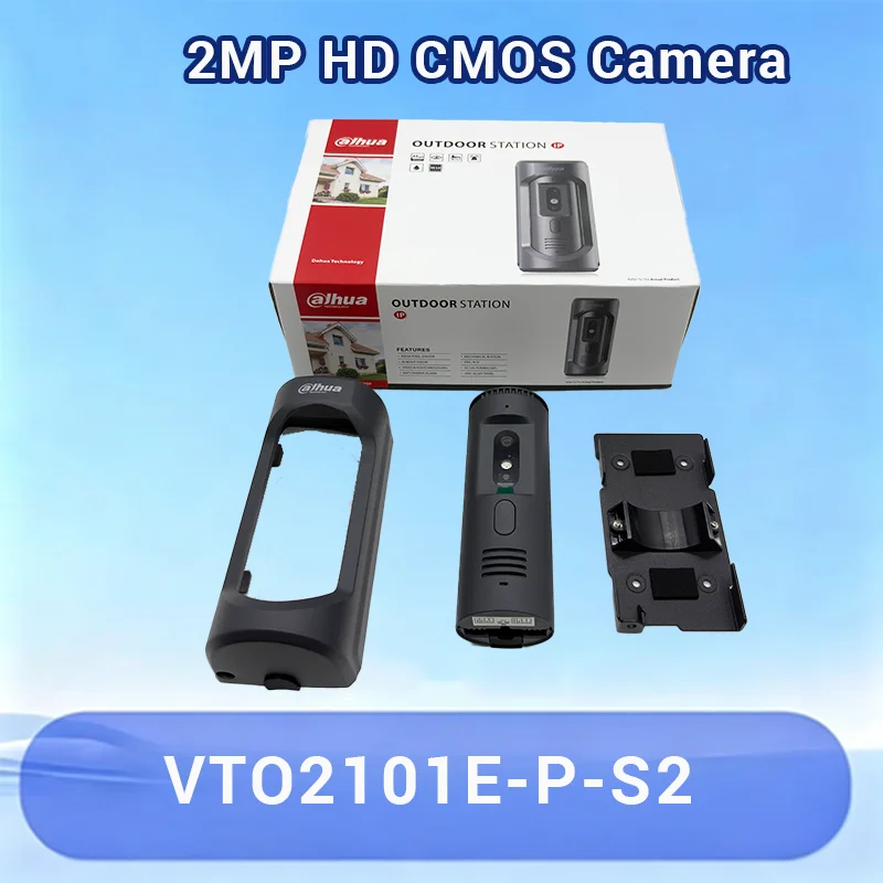 Dahua VTO2101E-P-S2 Estación de Puerta IP para Villa, Cámara de 2MP, Audio Bidireccional, Control de Cerradura, PoE, IR, WDR, IP65 e IK10, Timbre Inteligente para el Hogar