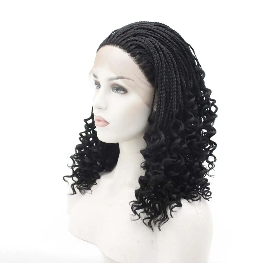 Sylvia 16 Inch Curly Braid Lace Front Synthetic Wig Heat Resistant Fiber Natural Looking Hair Replacement for Women