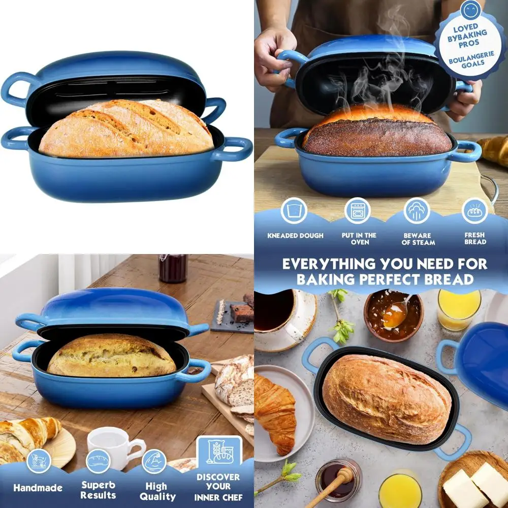 

Чугунные формы для хлеба — голландская духовка 9x6 дюймов для домашней выпечки хлеба, сковорода для хлеба 2,5 литра с крышкой, идеально подходит для домашнего хлеба Re