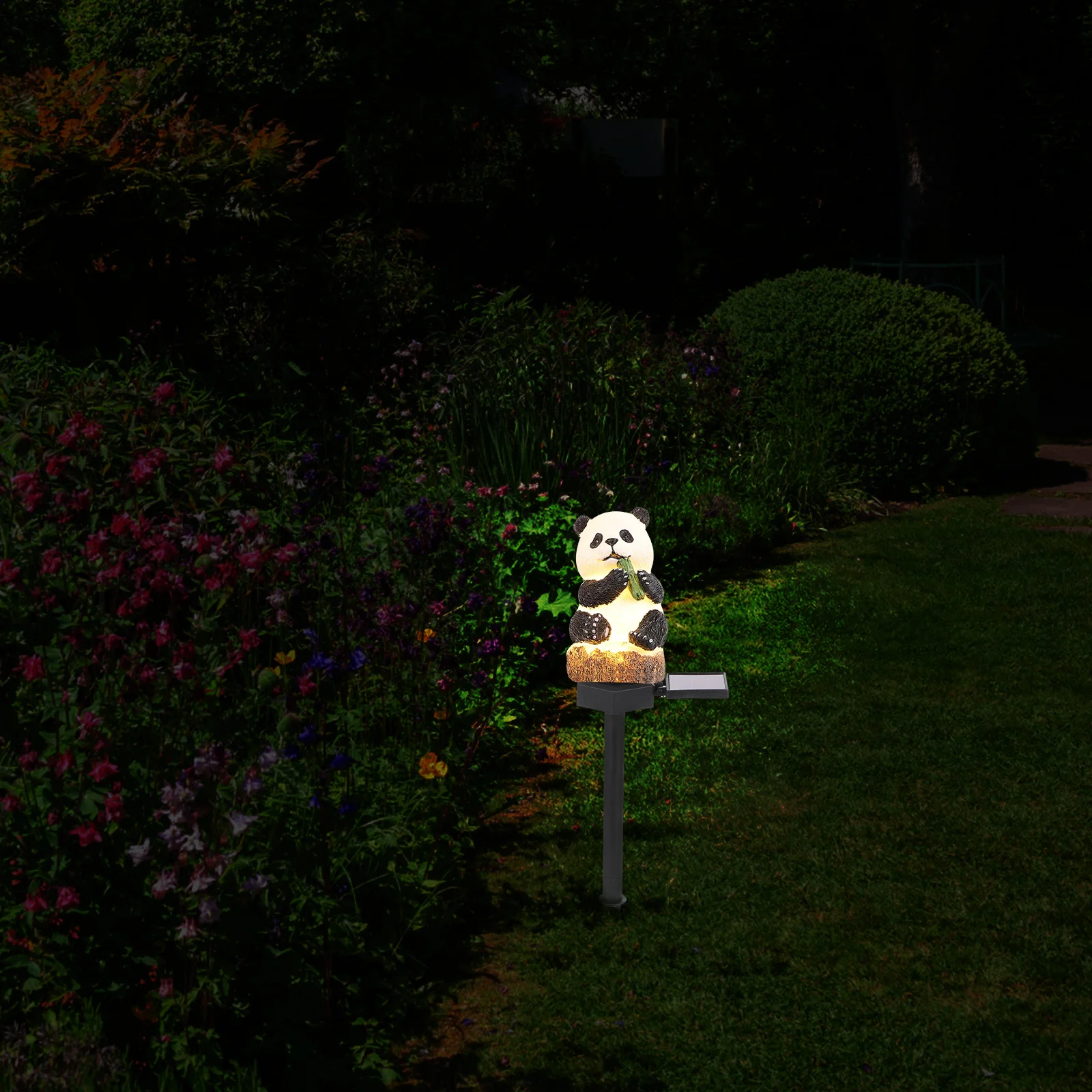

Solar Stake Lamp Panda Design Durable PP Resin Outdoor Lawn Garden Decorative Lighting Solar Powered Landscape Pathway Light