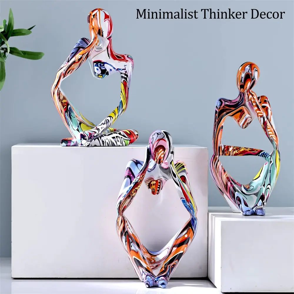 Colorful Abstract Graffiti Thinker Statues and Sculptures - Minimalist Art Bookshelf Table Home Desk Tabletop Room Decor 1PC