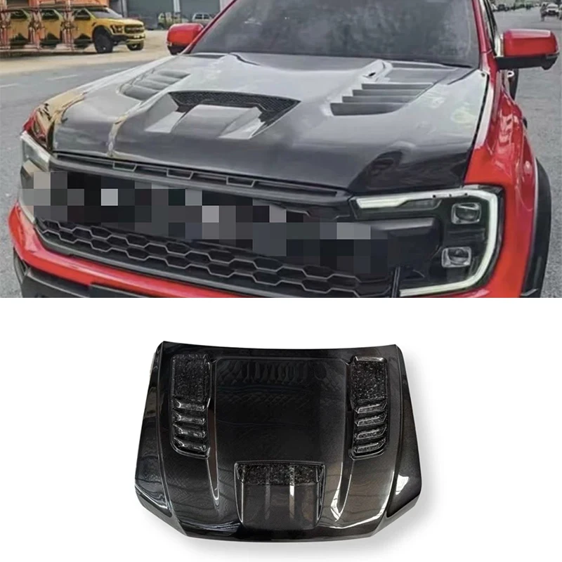 For Ford F150 2017-2023 Carbon Fiber Engine Hood Ranger Raptor Style Racing Vent Design Off Road Aggressive Look
