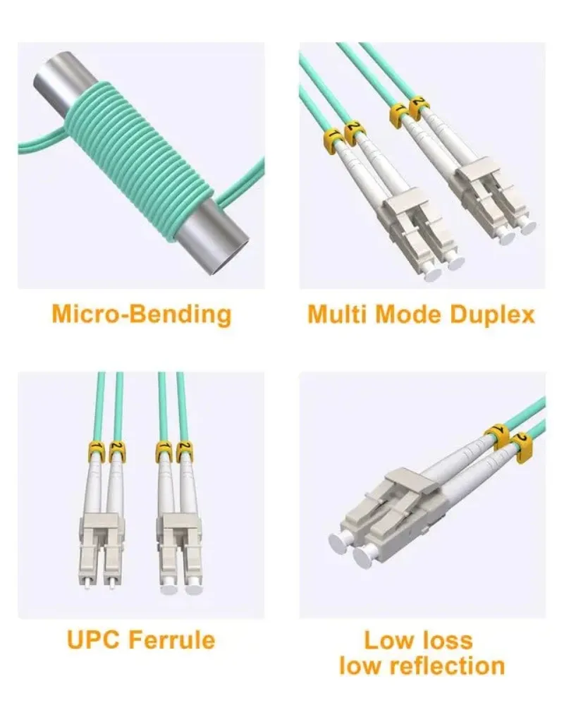 สายเคเบิลใยแก้วนำแสง OM3 LC-LC ของ Vandesail | สายแพทช์ไฟเบอร์ดูเพล็กซ์มัลติโหมด10G, 0.2-4M (0.65-12.8FT)