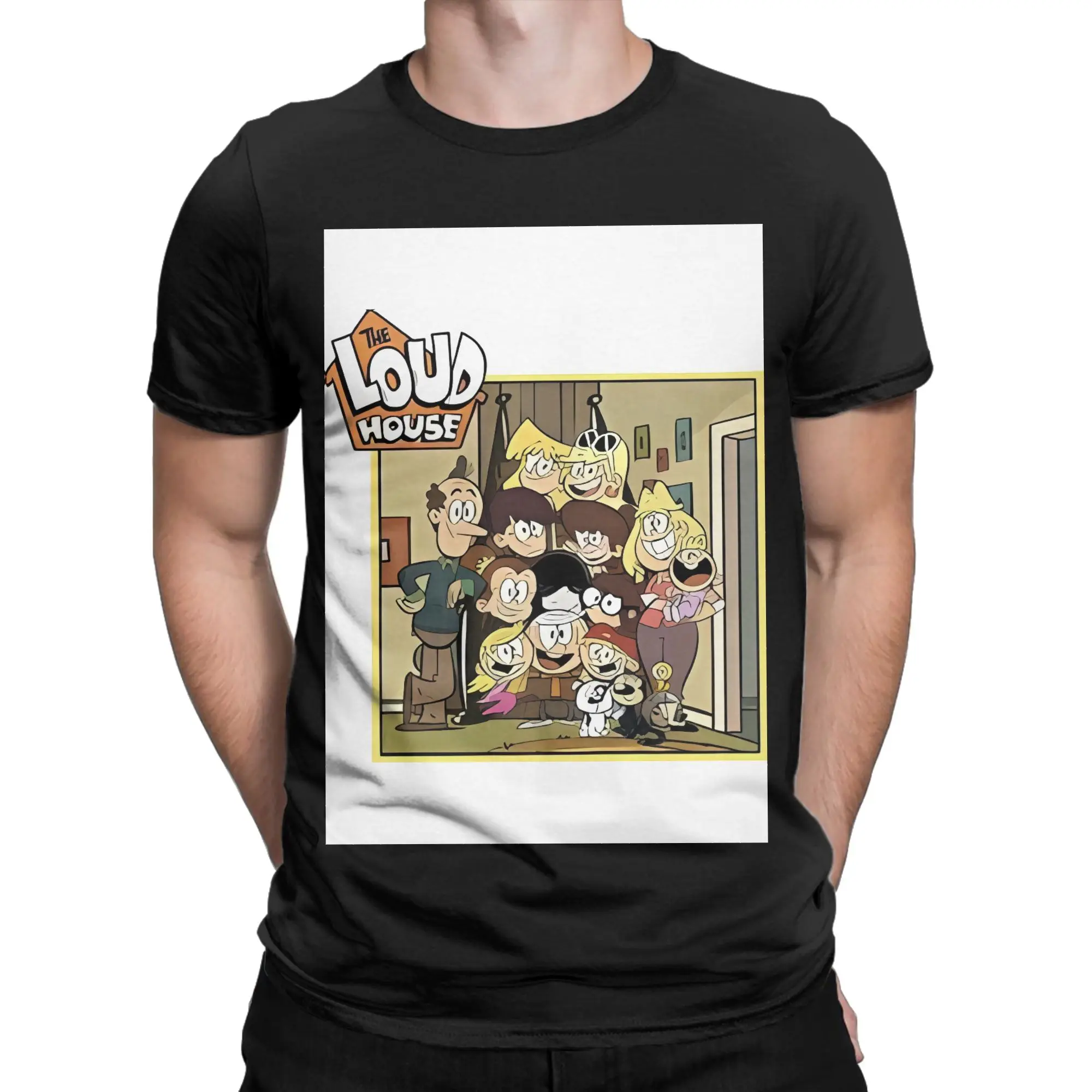 Camiseta divertida de algodón 100% con dibujos animados de la familia Busy House, camisetas The House Loud para hombre